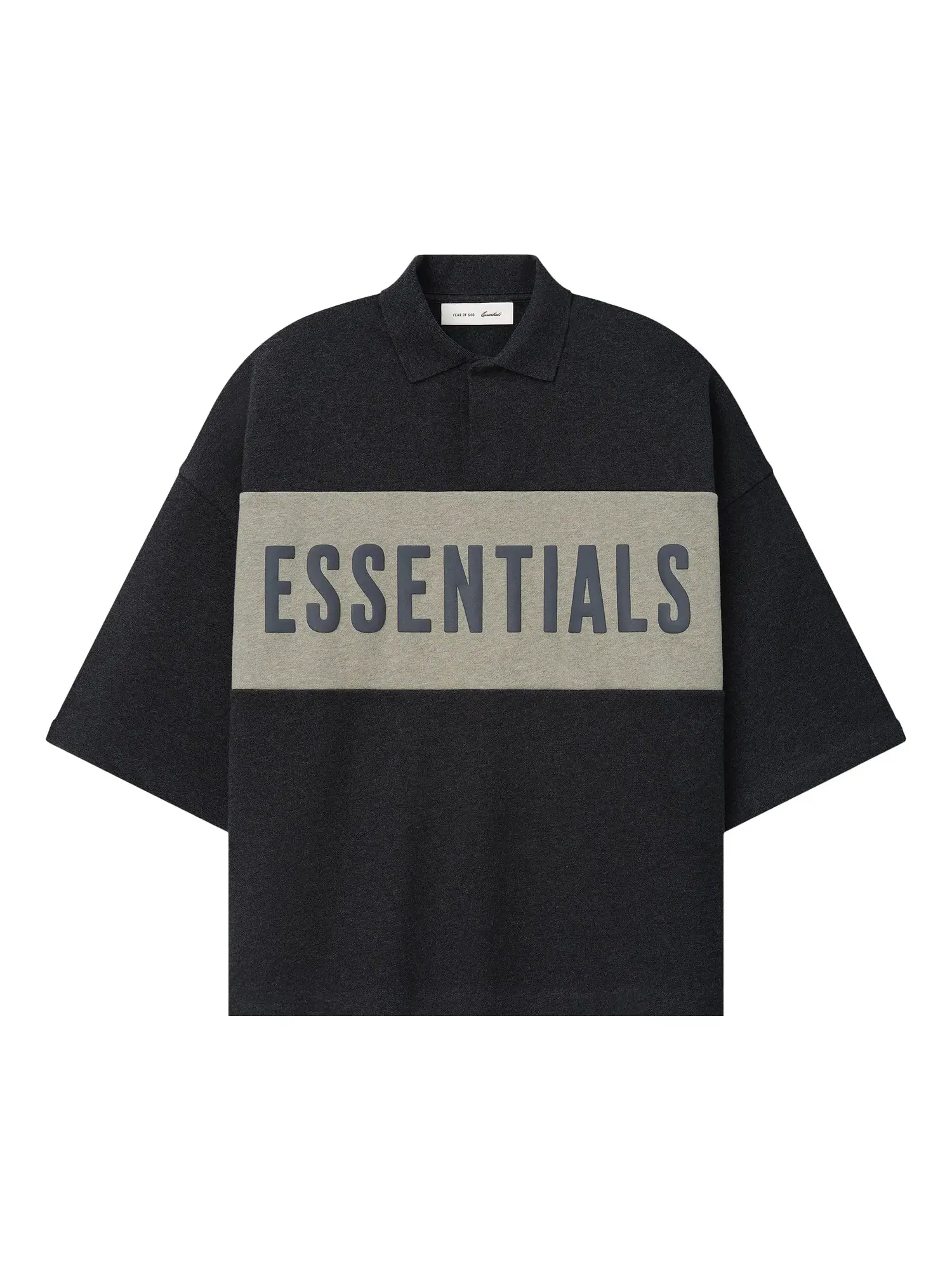 Укороченная рубашка-поло Fear of God Essentials с панелями — изображение 1 из 2, серый