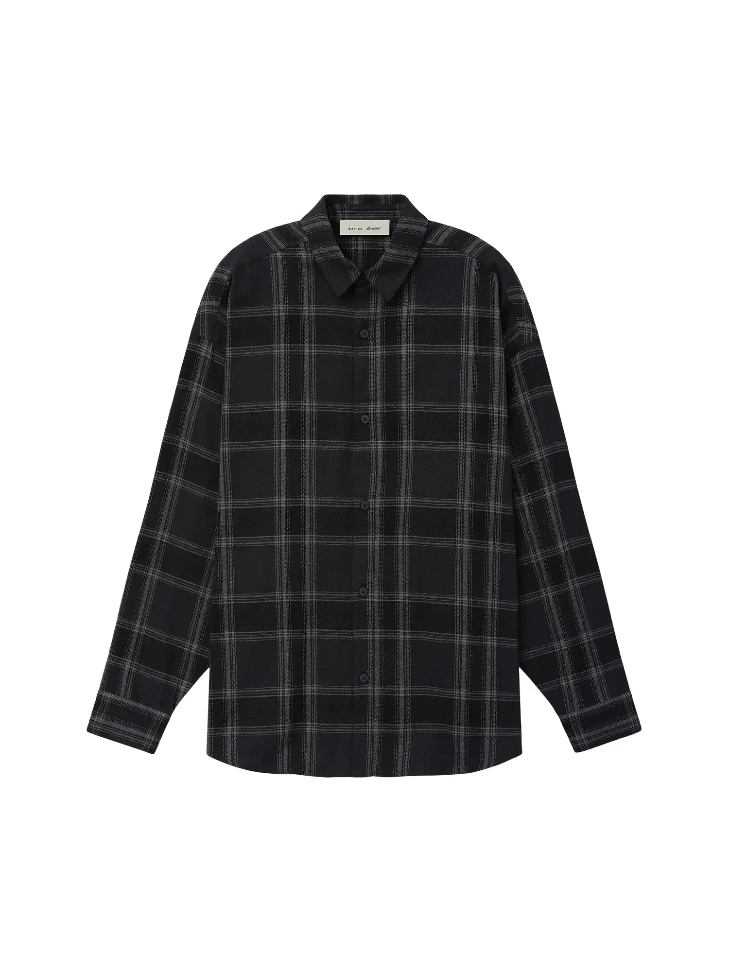 Рубашка-фланелевая на пуговицах Fear of God Essentials в винтажную клетку — изображение 1 из 2, винтажный черный