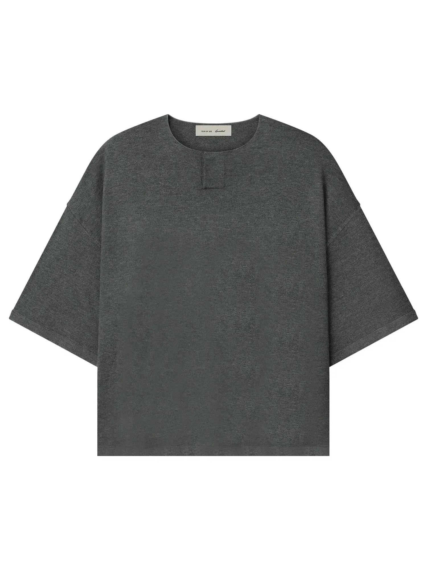 Футболка-поло с коротким рукавом из мягкой вязки Fear of God Essentials — изображение 1 из 2, серый
