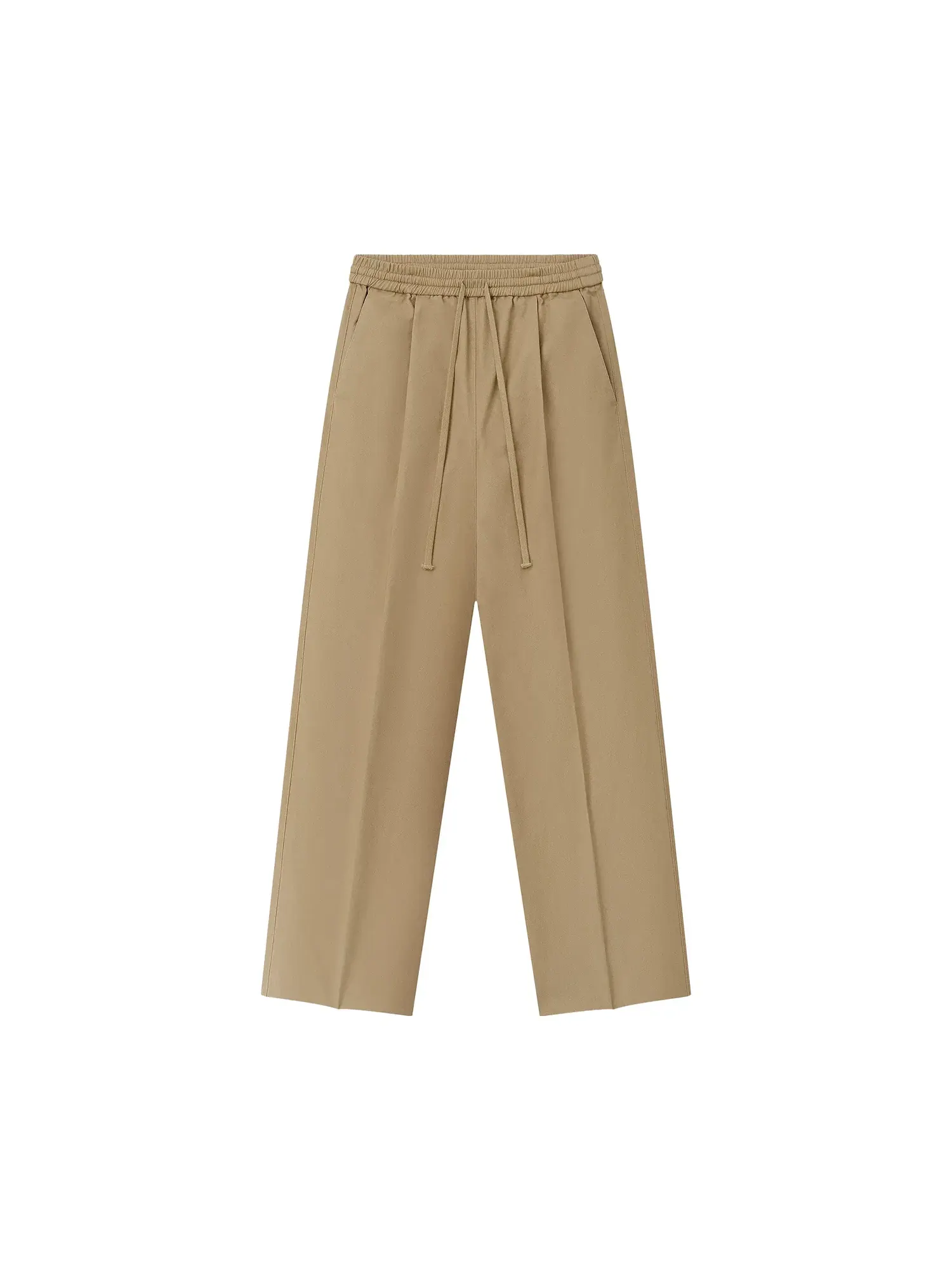 Брюки Fear of God Essentials из хлопковой саржи с плиссировкой и завязками спереди — изображение 1 из 2, дюна