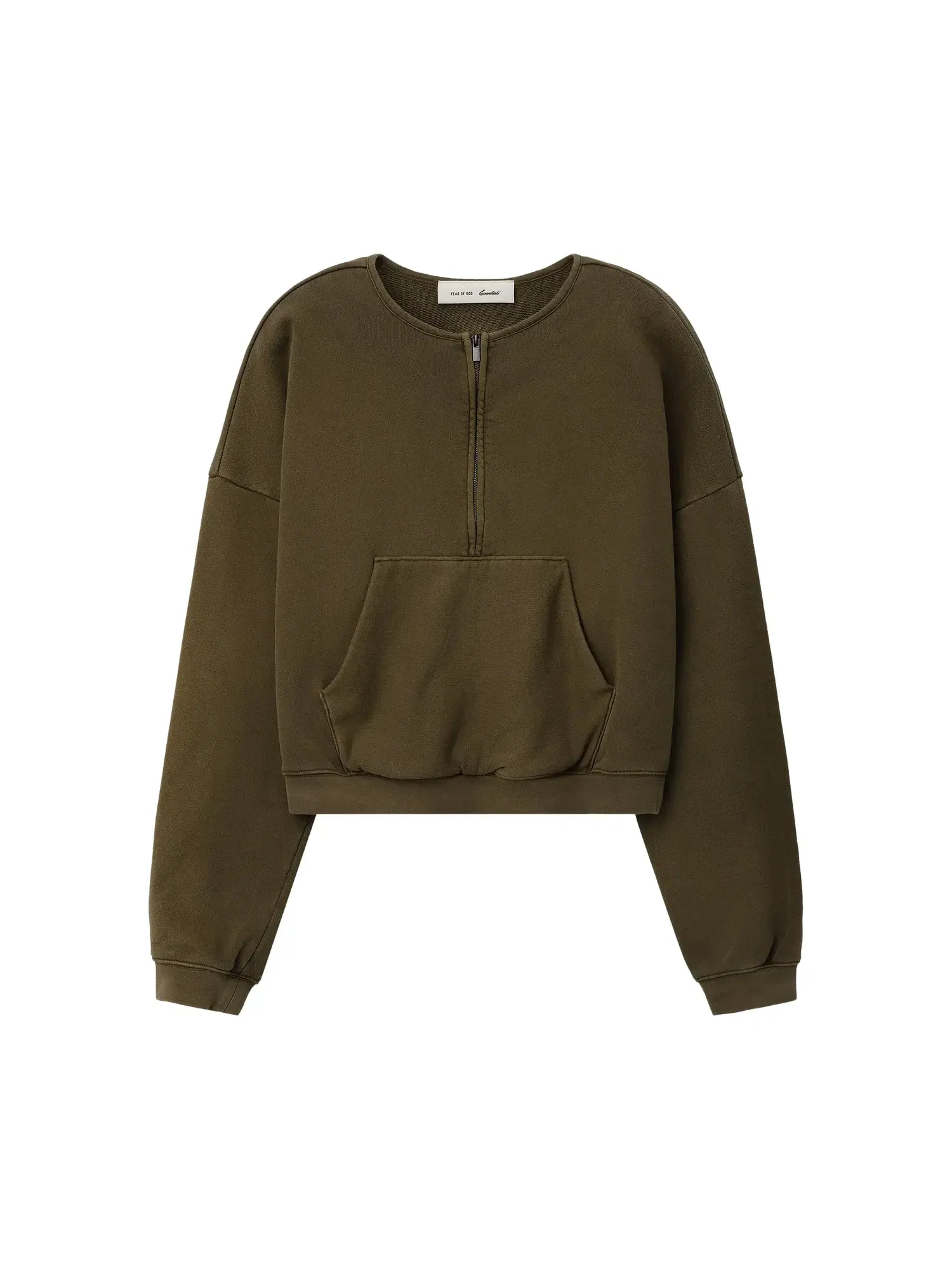 Свитшот Fear of God Essentials French Terry Relaxed Half Zip — изображение 1 из 2, мох