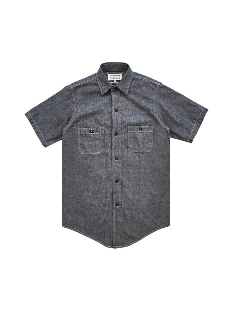 Рубашка Maison Margiela Short-Sleeve Broadcloth Shirt — серый
