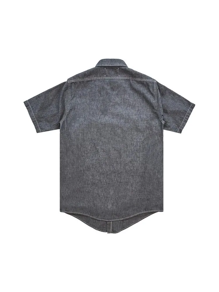 Рубашка Maison Margiela Short-Sleeve Broadcloth Shirt — изображение 2 из 2, серый