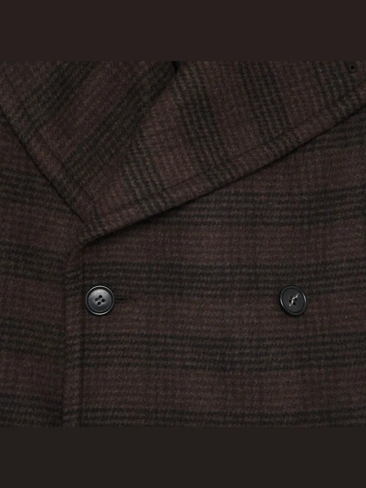 Пальто MM6 Maison Margiela Checked Wool Blend Coat — изображение 3 из 3, коричневый/черный