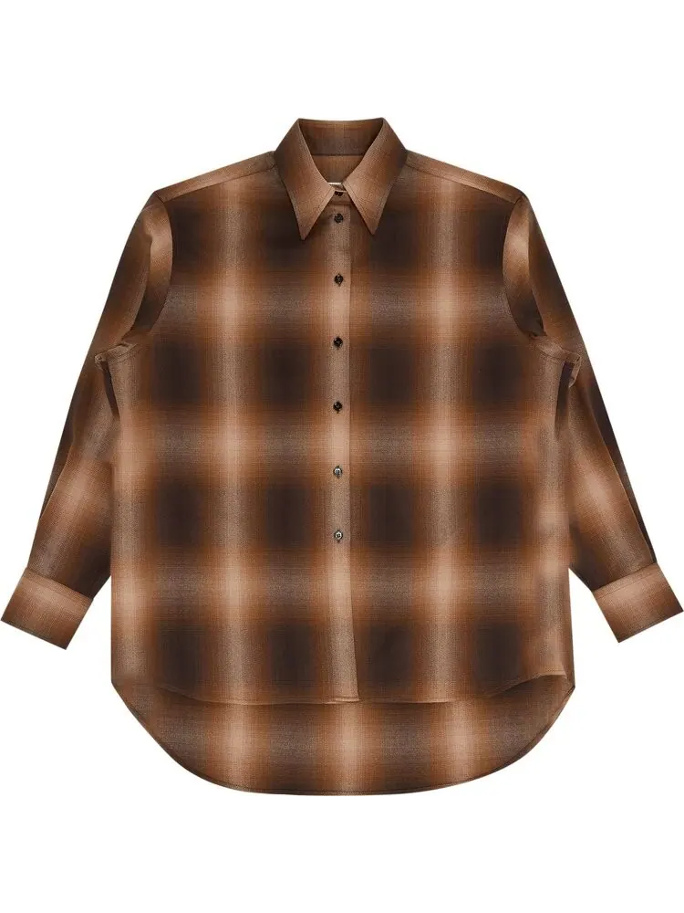 Рубашка MM6 Maison Margiela Plaid Shirt 'Brown' — изображение 1 из 3, коричневый