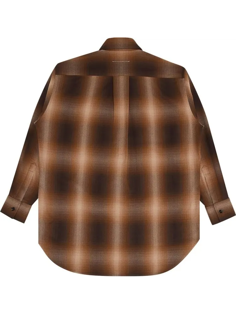 Рубашка MM6 Maison Margiela Plaid Shirt 'Brown' — изображение 2 из 3, коричневый