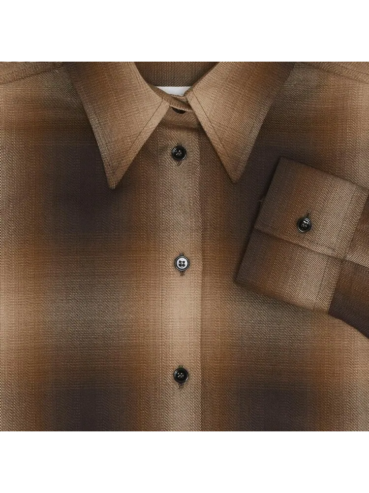 Рубашка MM6 Maison Margiela Plaid Shirt 'Brown' — изображение 3 из 3, коричневый