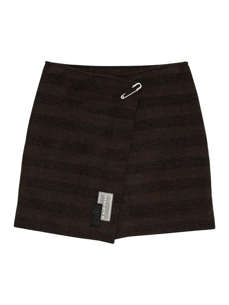 Юбка MM6 Maison Margiela Checked Wool Blend Mini Skirt — изображение 1 из 3, коричневый/черный