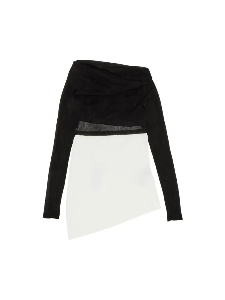 Топ MM6 Maison Margiela Sheer Rib Jersey 'Black/White' — изображение 1 из 3, черный