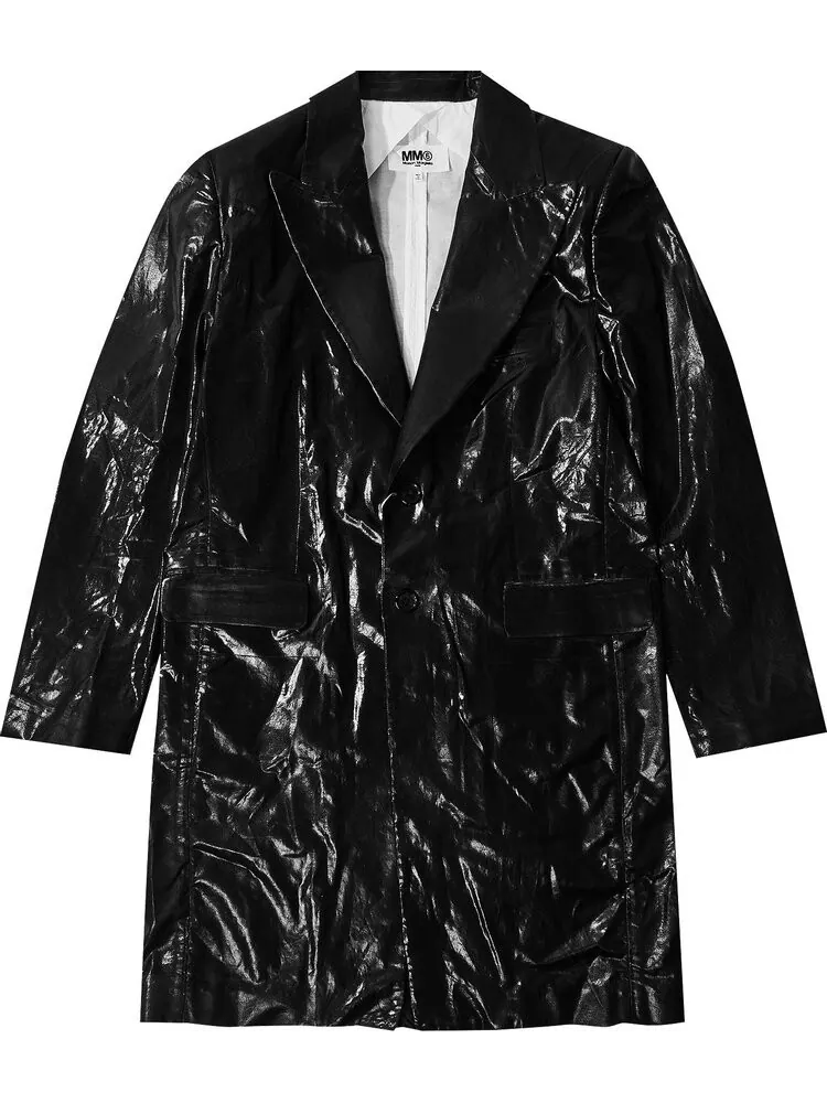 Пальто MM6 Maison Margiela Leather Look Coat 'Black' — изображение 1 из 3, черный