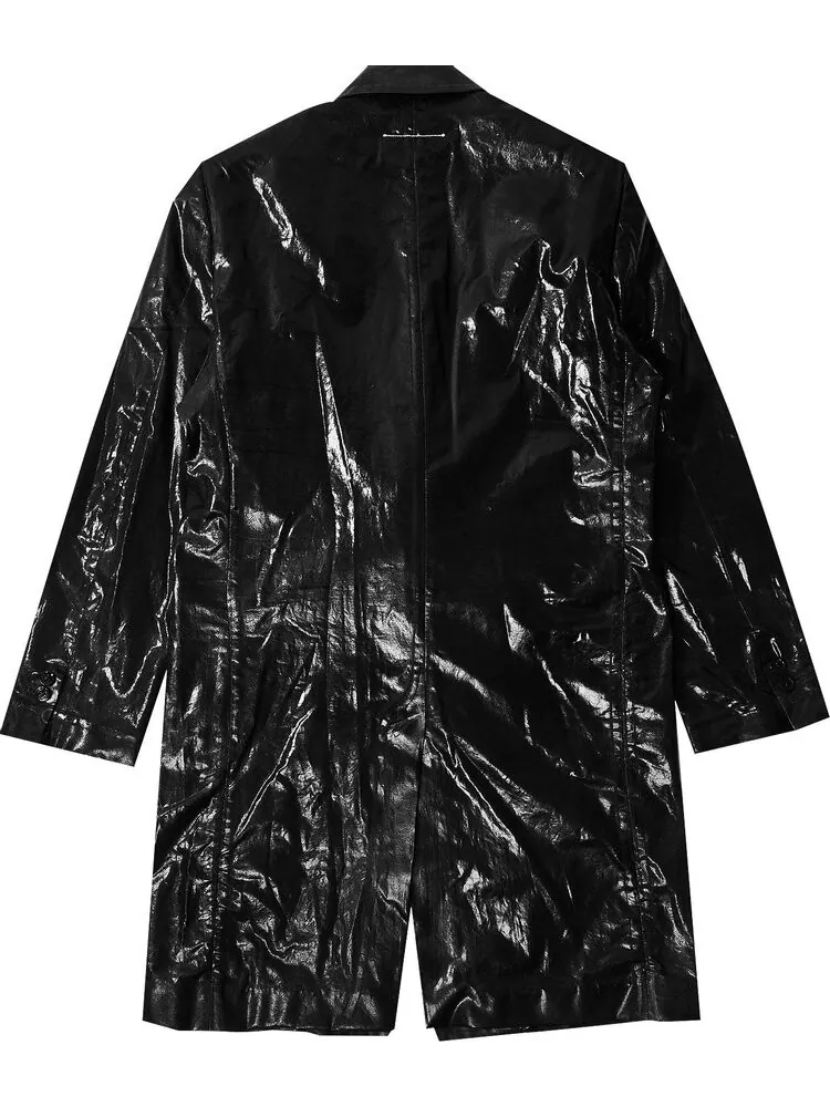 Пальто MM6 Maison Margiela Leather Look Coat 'Black' — изображение 2 из 3, черный
