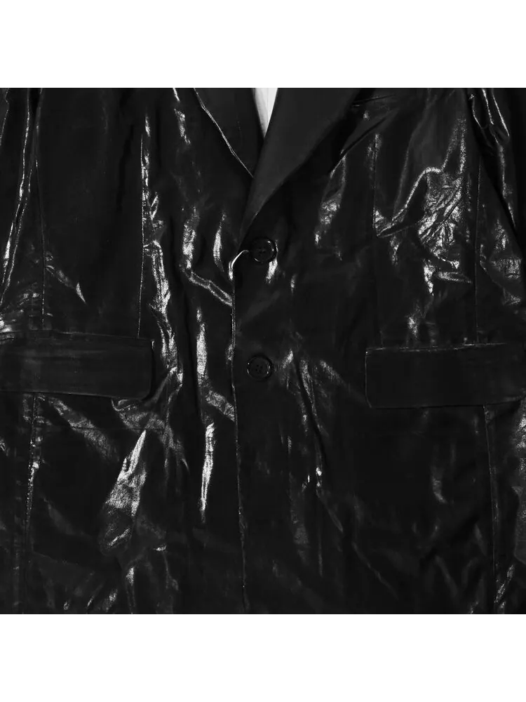 Пальто MM6 Maison Margiela Leather Look Coat 'Black' — изображение 3 из 3, черный