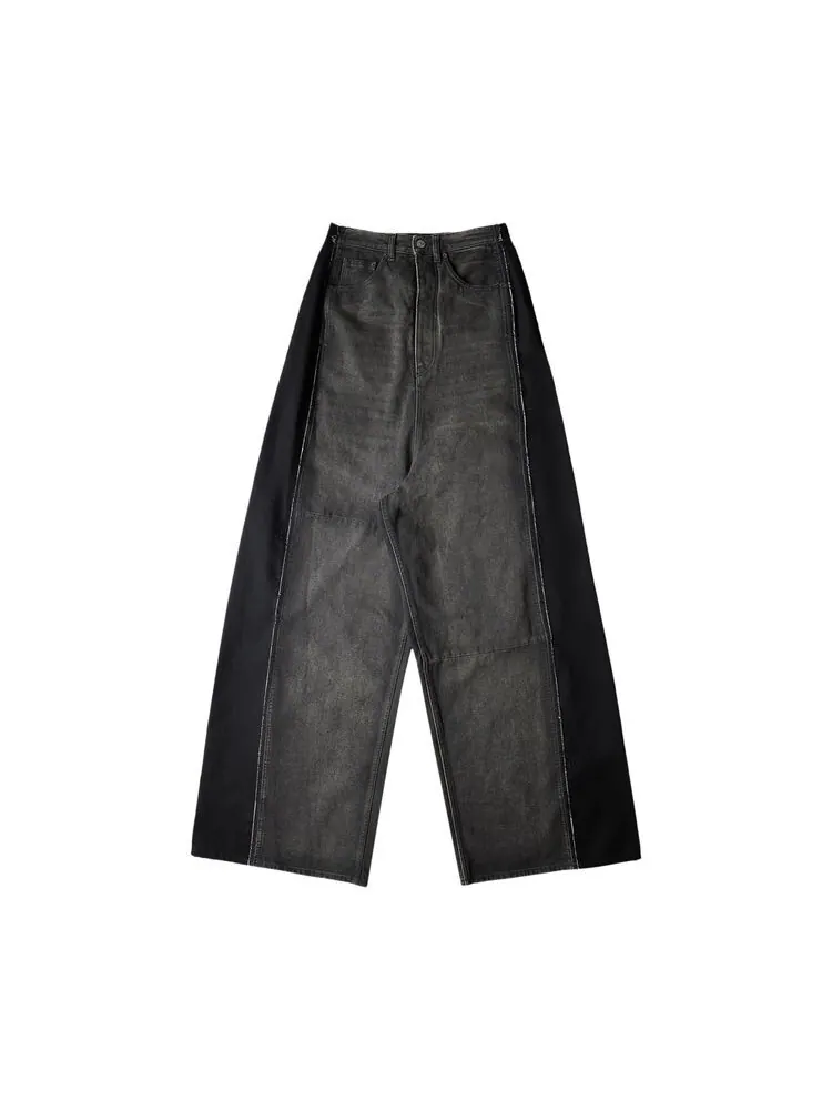 Джинсы MM6 Maison Margiela Mixed Fabric Super Wide Leg Jeans Grey — изображение 1 из 2, серый