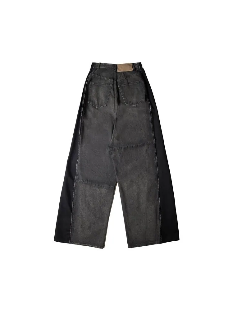 Джинсы MM6 Maison Margiela Mixed Fabric Super Wide Leg Jeans Grey — изображение 2 из 2, серый
