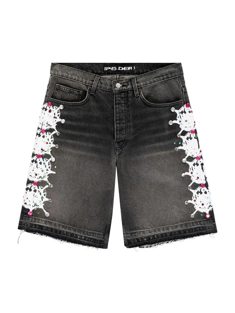 Шорты Sp5der Web Stone Denim Shorts — изображение 1 из 2, черный
