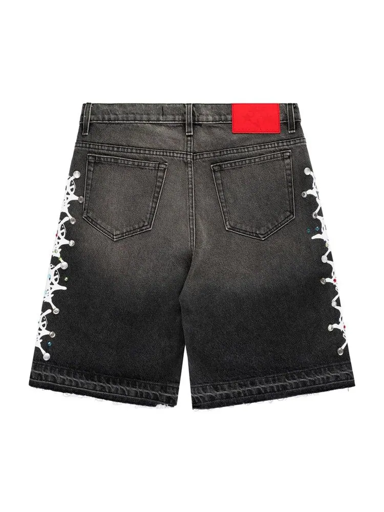 Шорты Sp5der Web Stone Denim Shorts — изображение 2 из 2, черный