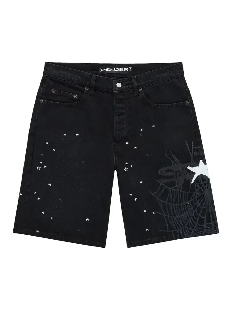 Шорты из плотной джинсовой ткани Sp5der Heavy Web Denim Short — изображение 1 из 2, черный