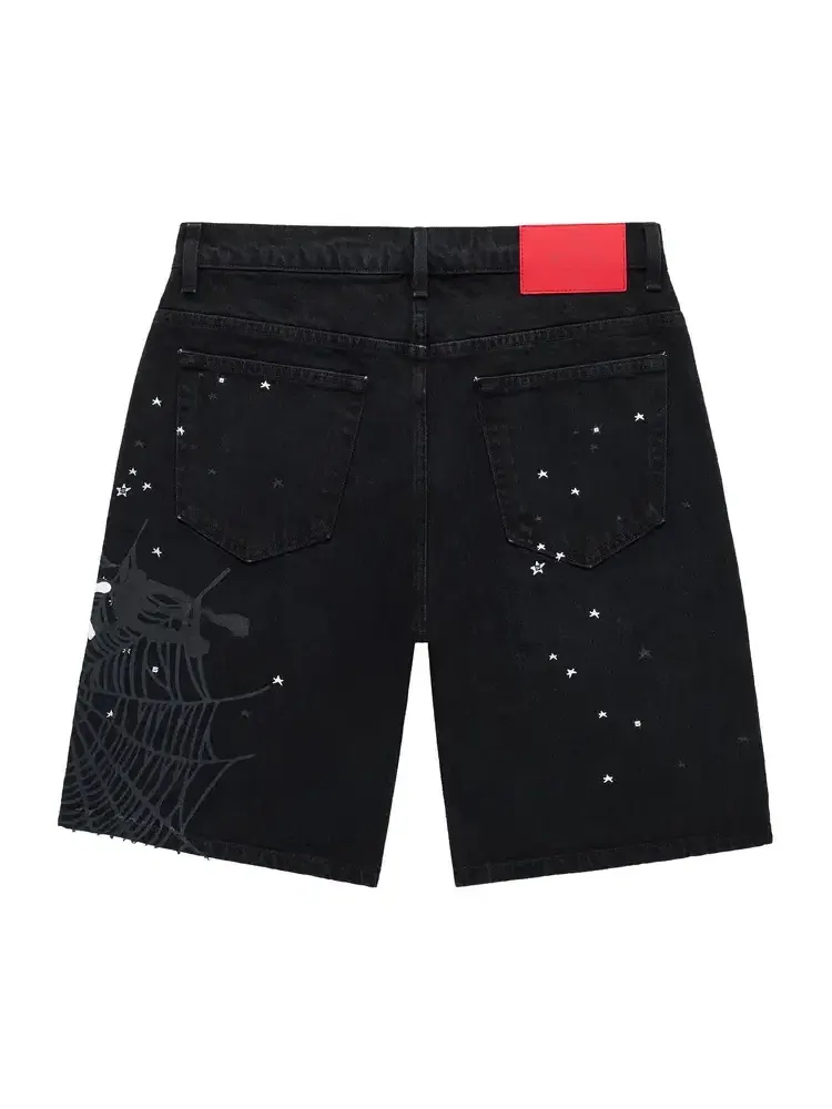 Шорты из плотной джинсовой ткани Sp5der Heavy Web Denim Short — изображение 2 из 2, черный