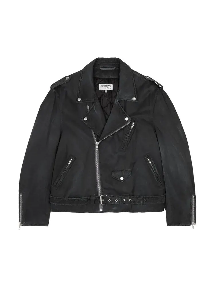 Куртка MM6 Maison Margiela Belted Biker Jacket — изображение 1 из 1, черный