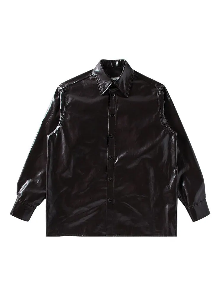Рубашка MM6 Maison Margiela Long-Sleeve Shirt — изображение 1 из 3, коричневый