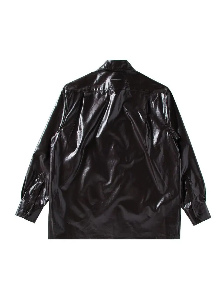 Рубашка MM6 Maison Margiela Long-Sleeve Shirt — изображение 2 из 3, коричневый