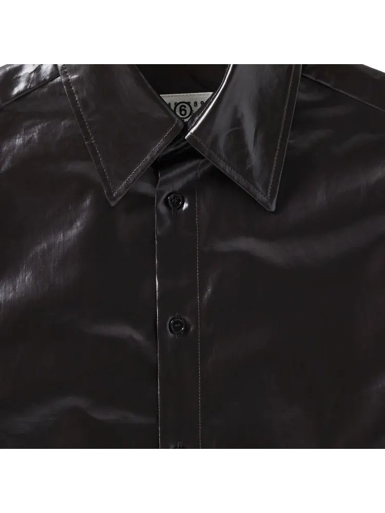 Рубашка MM6 Maison Margiela Long-Sleeve Shirt — изображение 3 из 3, коричневый
