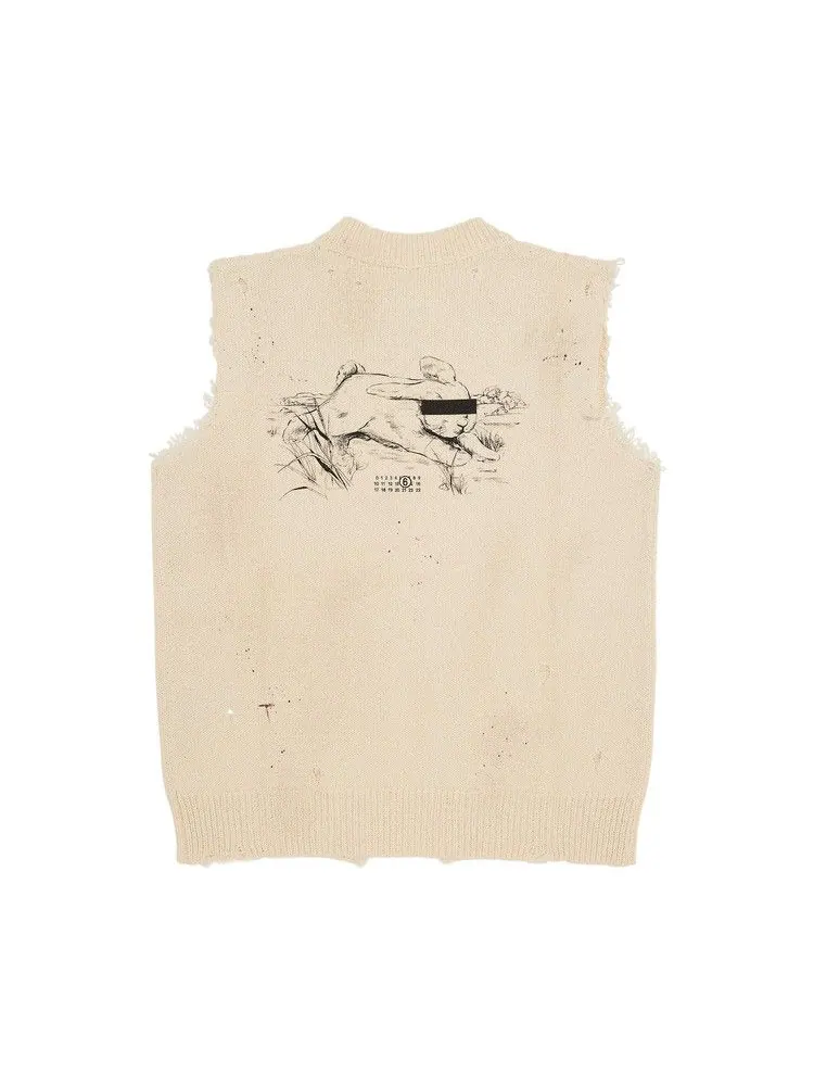 Куртка MM6 Maison Margiela Knit Gilet — изображение 2 из 3, бежевый