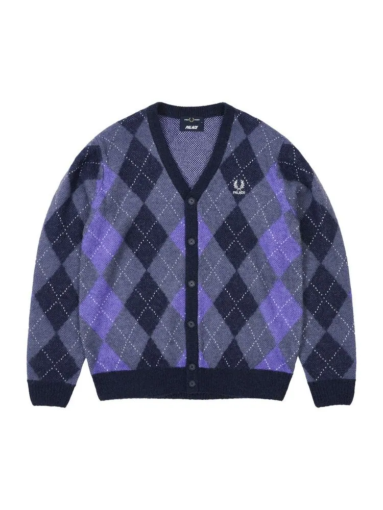 Кардиган Palace x Fred Perry Argyle Cardigan, Peacoat — изображение 1 из 2, фиолетовый