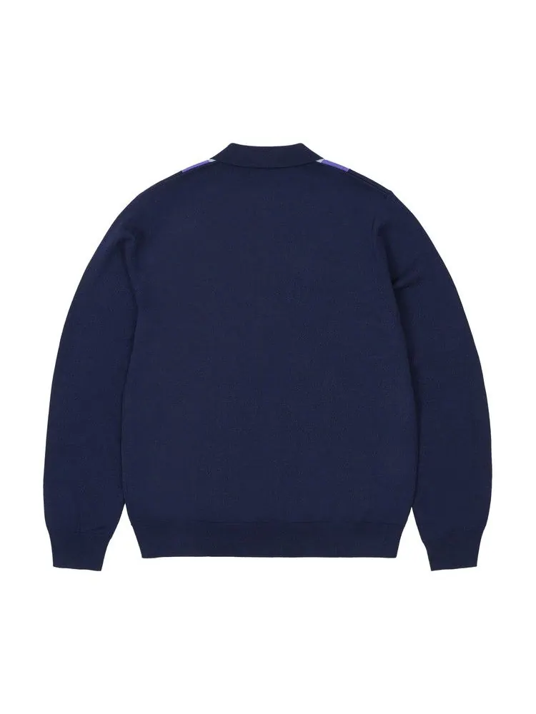 Рубашка Palace x Fred Perry Long Sleeve Knitted Shirt, Peacoat — изображение 2 из 2, фиолетовый