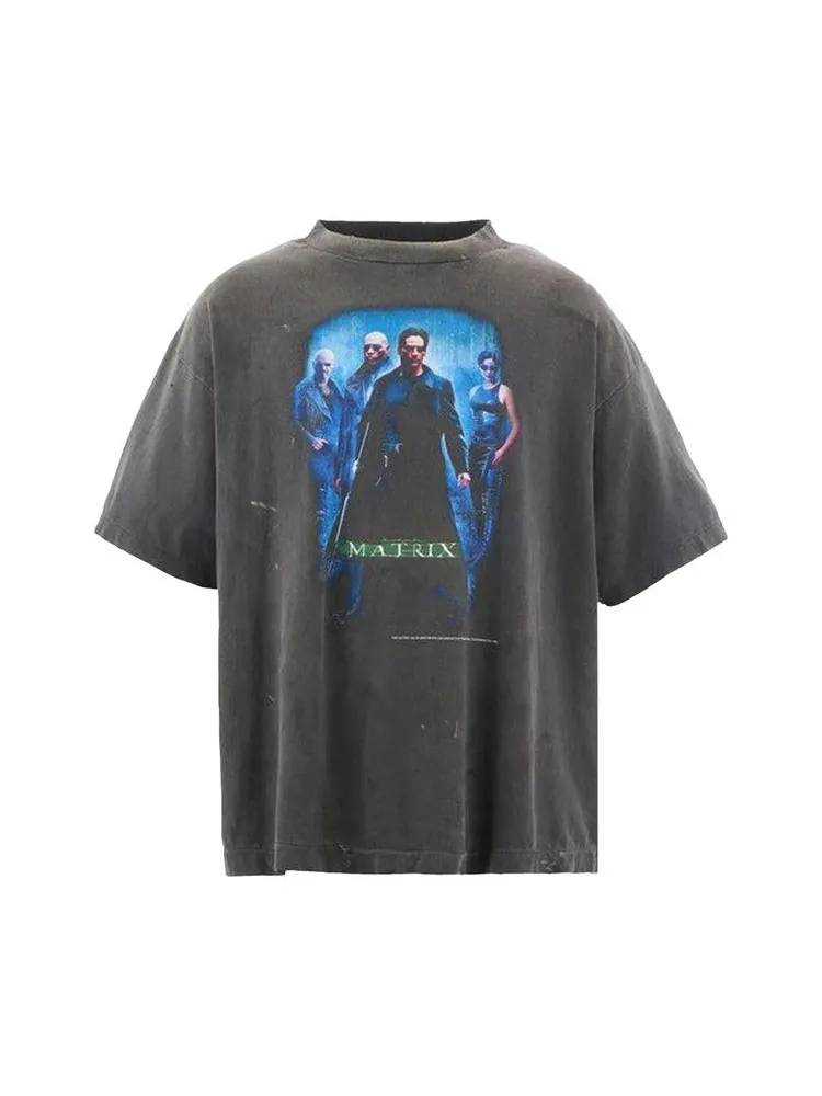 Футболка SAINT Mxxxxxx Green Logo Matrix T-Shirt — черный