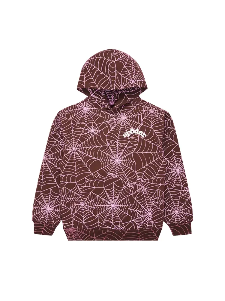 Худи Sp5der All Over Print 'Brown' — изображение 1 из 2, коричневый