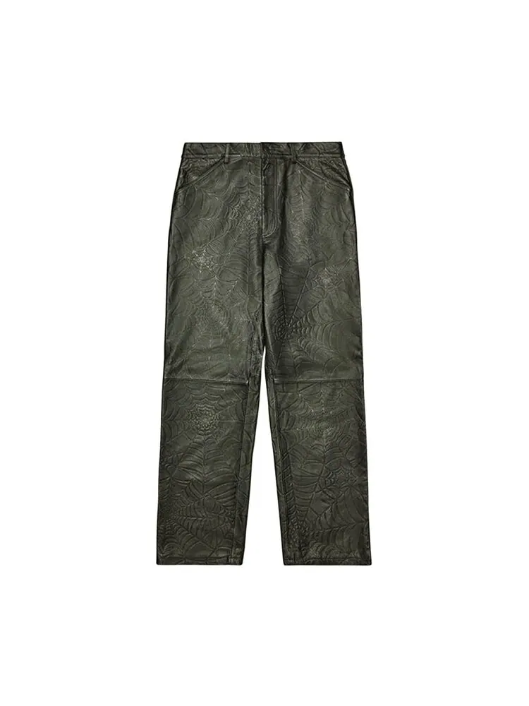 Брюки Sp5der Debossed Web Leather Pant — изображение 1 из 2, черный