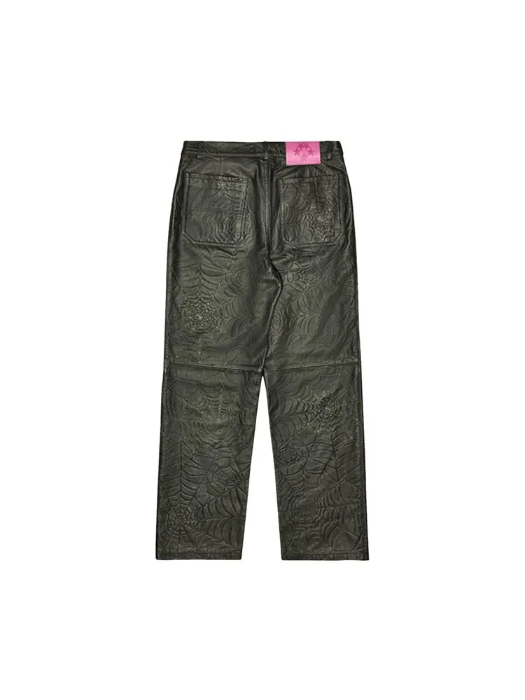 Брюки Sp5der Debossed Web Leather Pant — изображение 2 из 2, черный