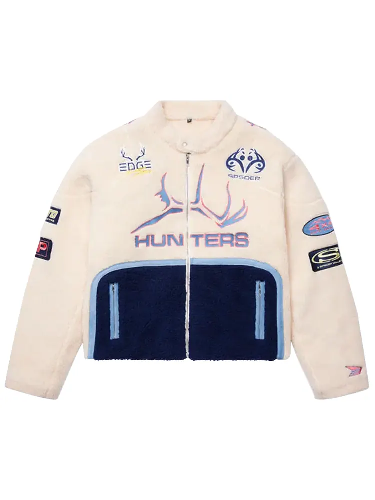 Куртка Sp5der Sherpa Hunter Moto 'Ecru/Navy' — изображение 1 из 2, бежевый