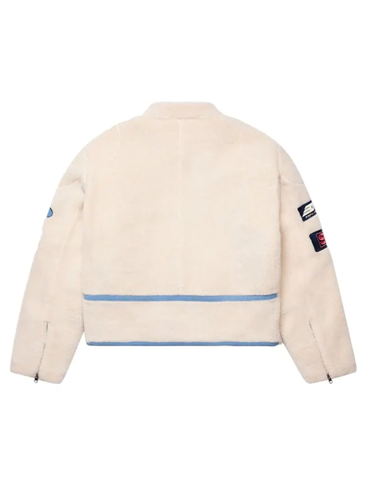 Куртка Sp5der Sherpa Hunter Moto 'Ecru/Navy' — изображение 2 из 2, бежевый