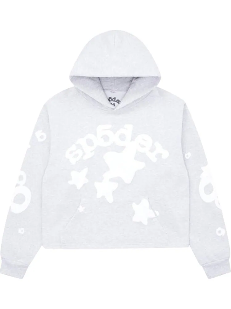 Худи Sp5der Cropped Beluga 'Heather Grey' — изображение 1 из 2, серый