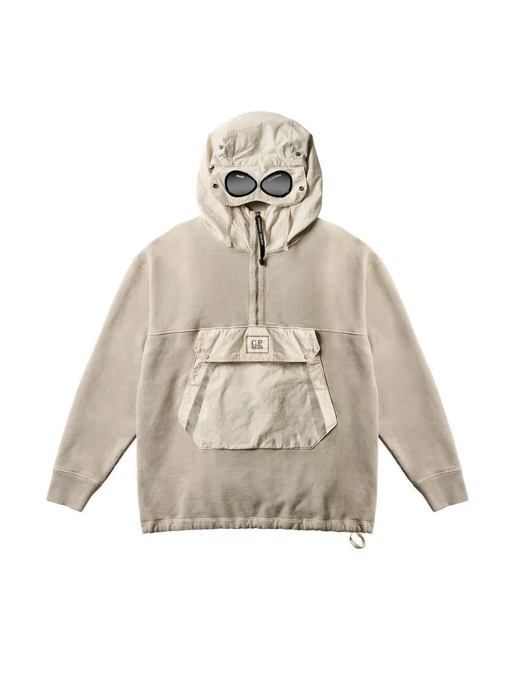 Толстовка Palace x C.P. Company Fleece Old Goggle Hood — изображение 2 из 4, серый