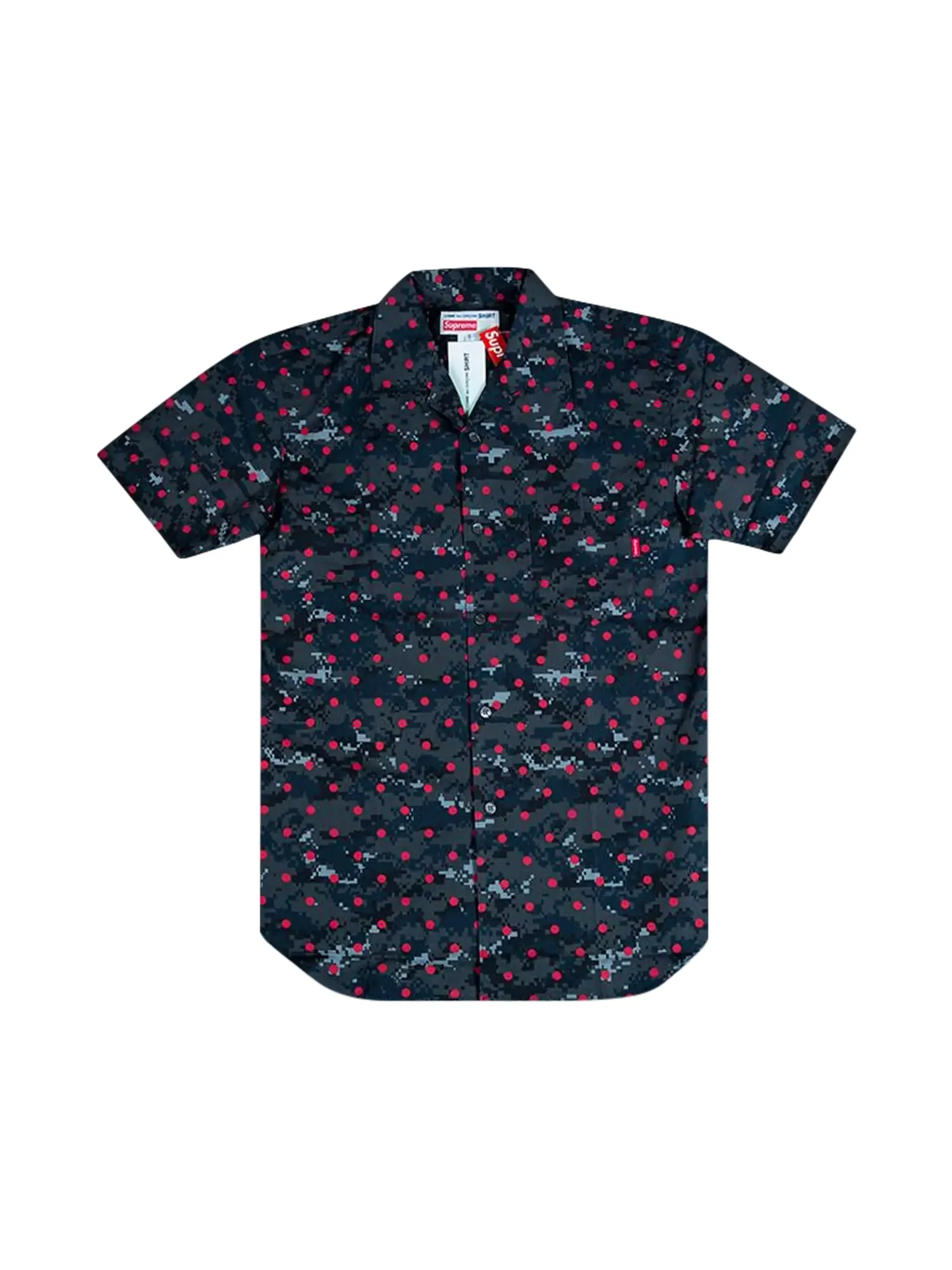 РУБАШКА Supreme x Comme des Garçons с петлевым воротником темно-синего цвета — изображение 1 из 1, синий