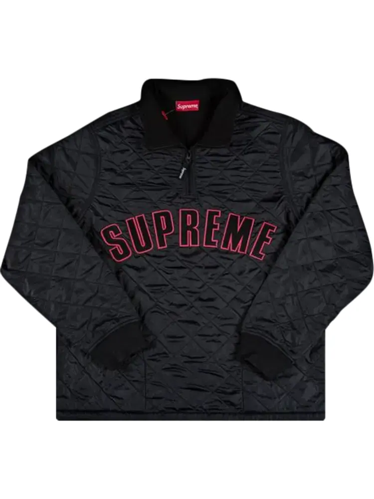 Пуловер Supreme Arc Logo Quilted Half Zip Pullover 'Black' — изображение 1 из 1, черный