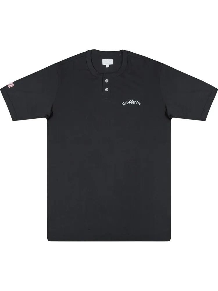 Футболка Supreme x Playboy Short-Sleeve Henley Top 'Black' — изображение 1 из 3, черный
