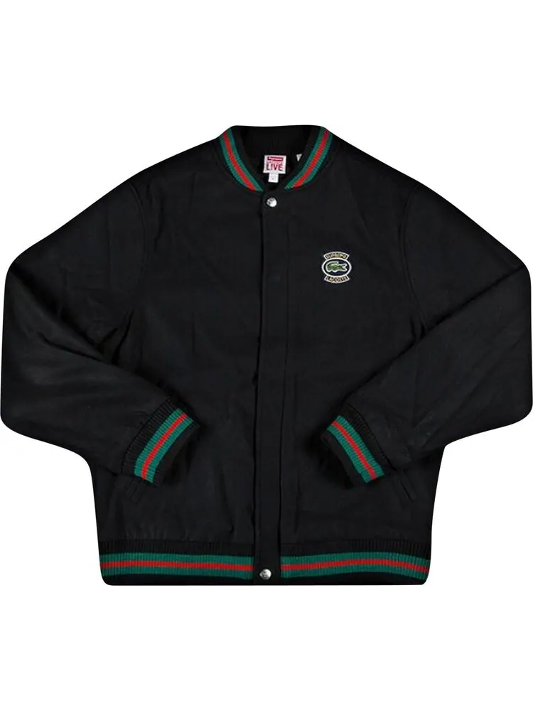Куртка Supreme x Lacoste Wool Varsity Jacket 'Black' — изображение 1 из 1, черный