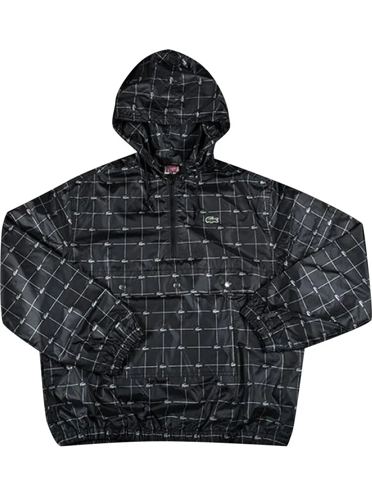 Анорак Supreme x Lacoste Reflective Grid Nylon Anorak 'Black' — изображение 1 из 1, черный