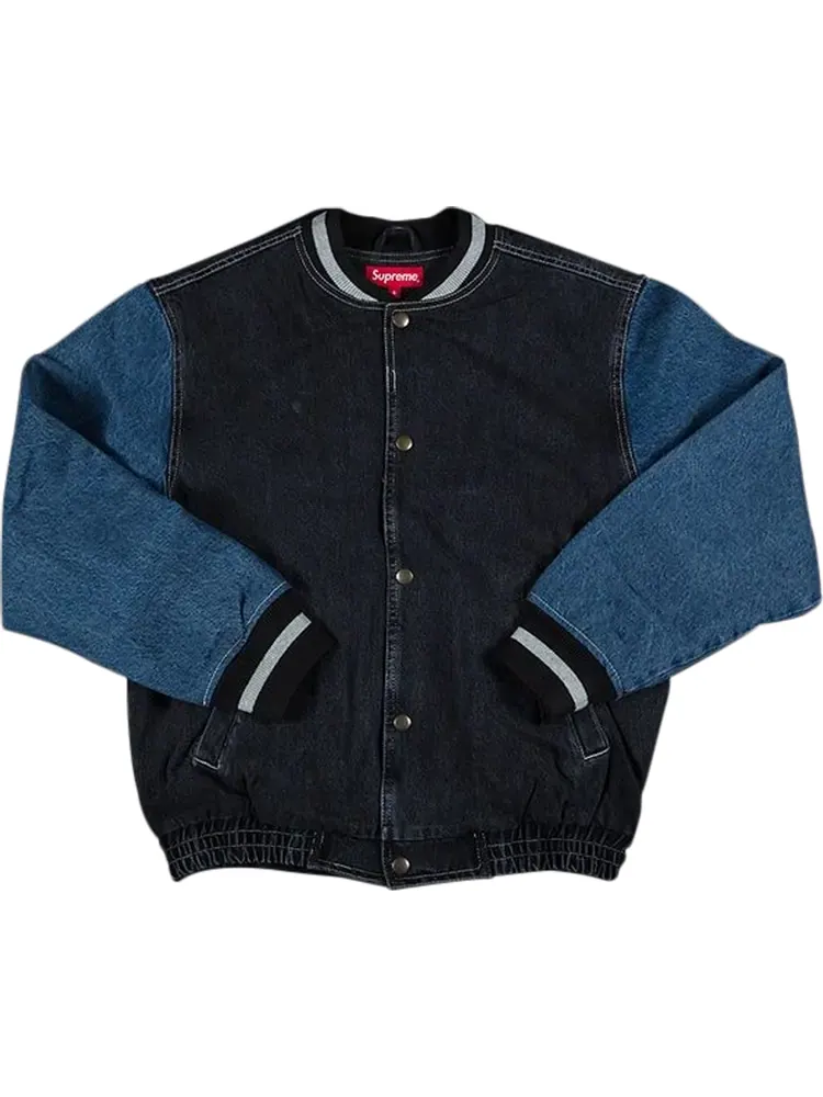 Куртка Supreme Denim Varsity Jacket 'Black' — изображение 1 из 1, черный