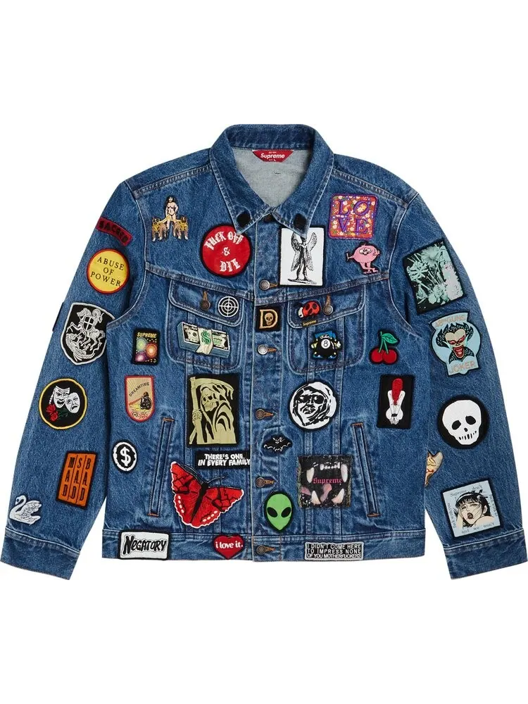 Куртка Supreme Patches Denim Trucker Jacket 'Blue' — изображение 1 из 2, синий