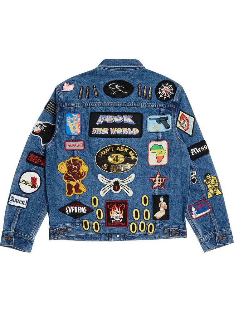 Куртка Supreme Patches Denim Trucker Jacket 'Blue' — изображение 2 из 2, синий