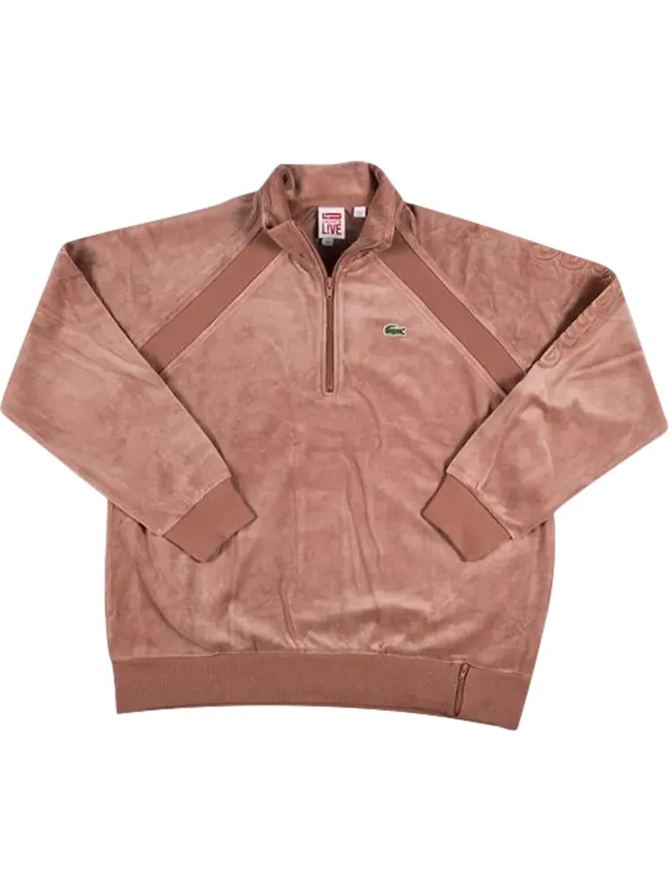 Топ Supreme x Lacoste Velour Half Zip Track Top 'Maroon' — изображение 1 из 1, красный
