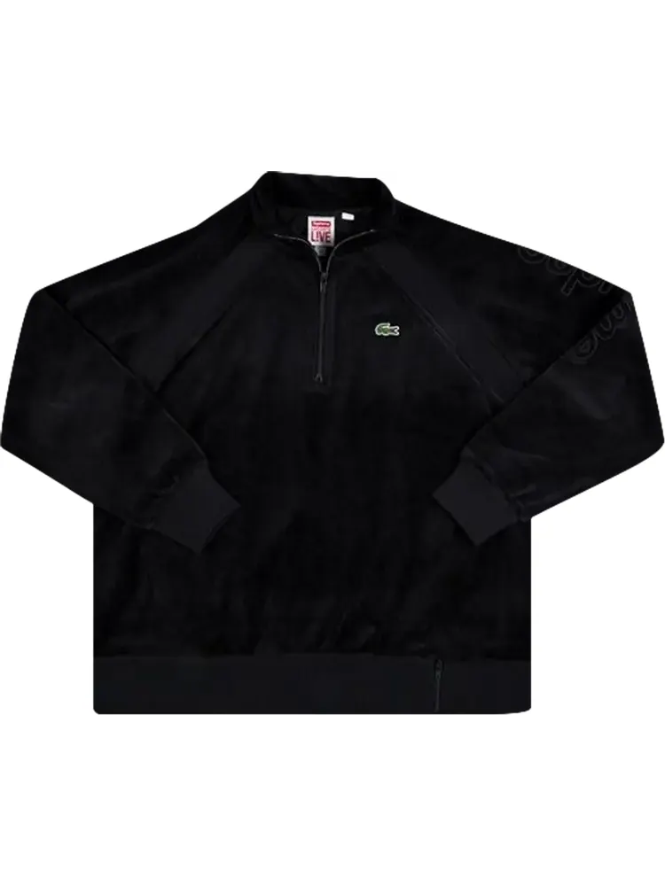 Топ Supreme x Lacoste Velour Half Zip Track Top 'Black' — изображение 1 из 1, черный