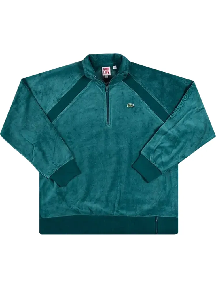 Топ Supreme x Lacoste Velour Half Zip Track Top 'Teal' — изображение 1 из 1, бирюзовый