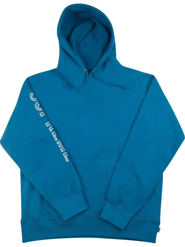 Толстовка Supreme Sleeve Embroidery Hooded Sweatshirt 'Dark Aqua' — изображение 1 из 1, синий