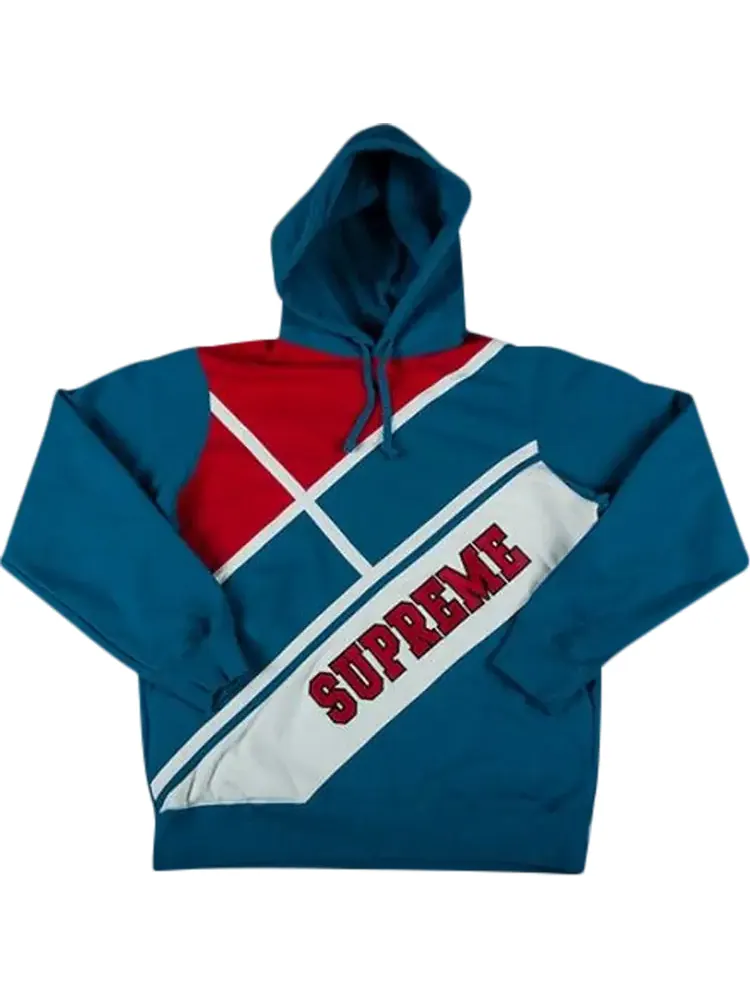 Толстовка Supreme Diagonal Hooded Sweatshirt 'Aqua' — изображение 1 из 1, синий